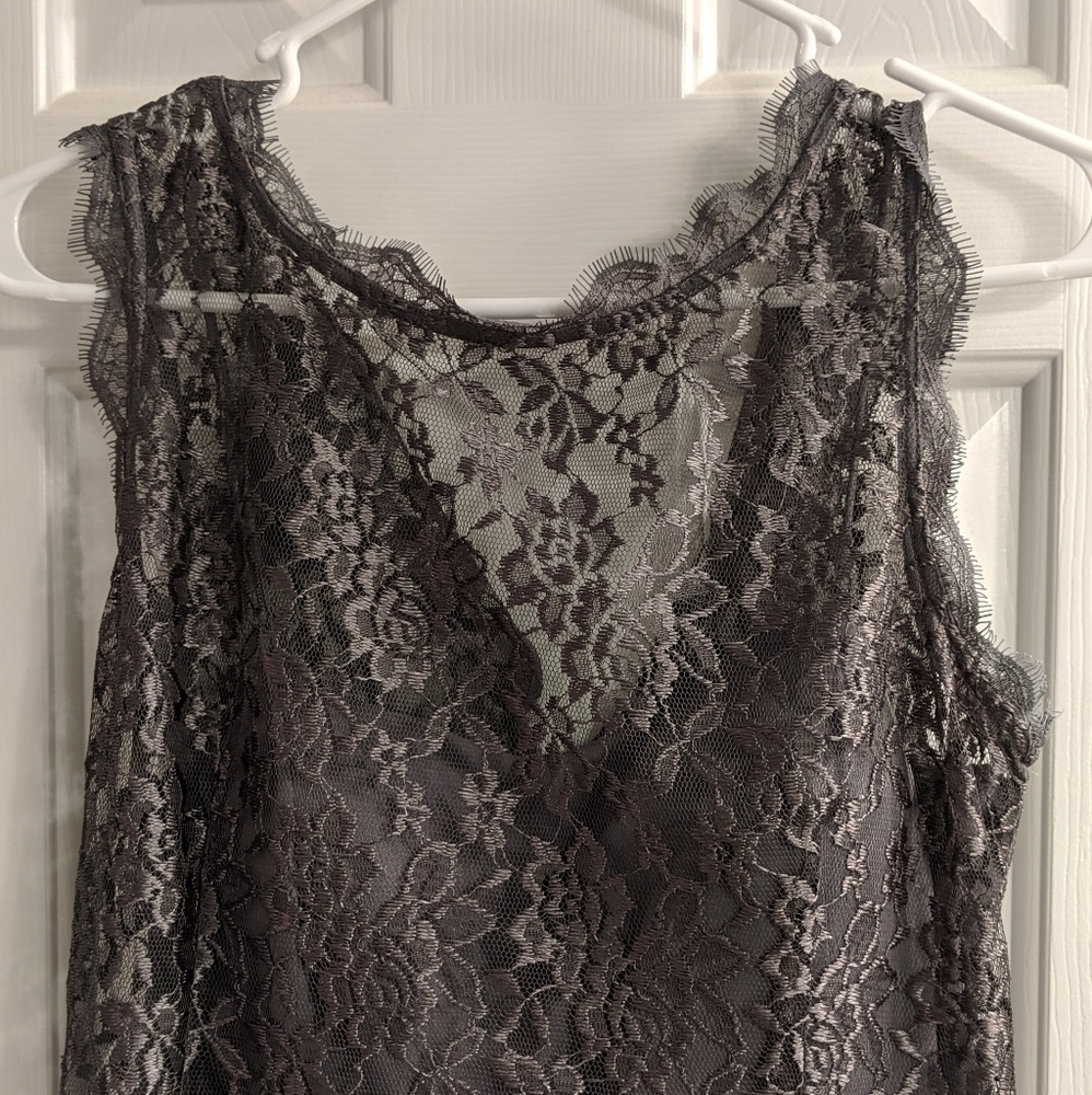 Gray Lace Cocktail Dress 12